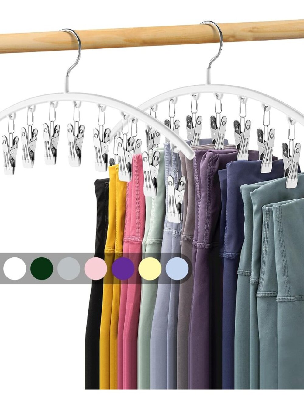 Legging Organizer for Closet, Metal Yoga Pants Hanger w/Rubber Coated 2 Pack w/1